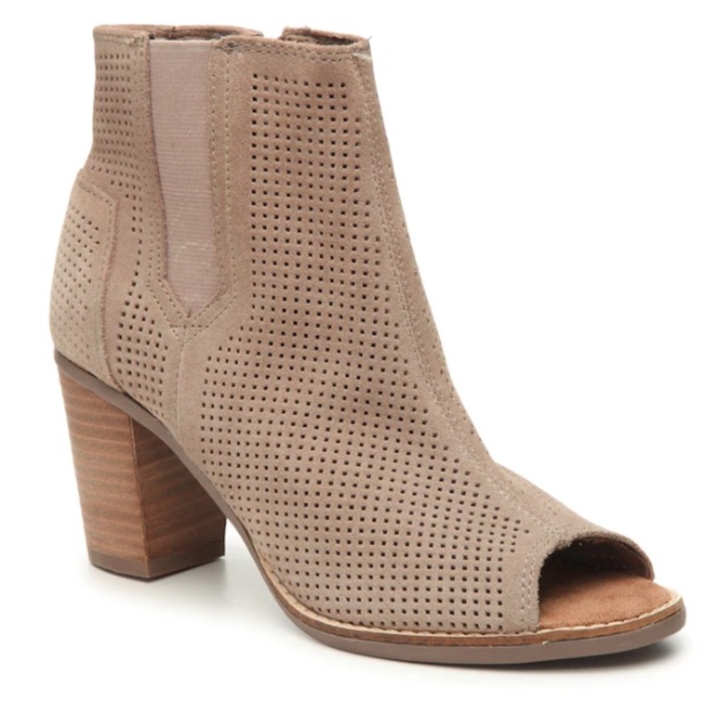 TOMS Women’s Marjorca Tan Heeled Peep Toe Boot Bootie SZ 7.5